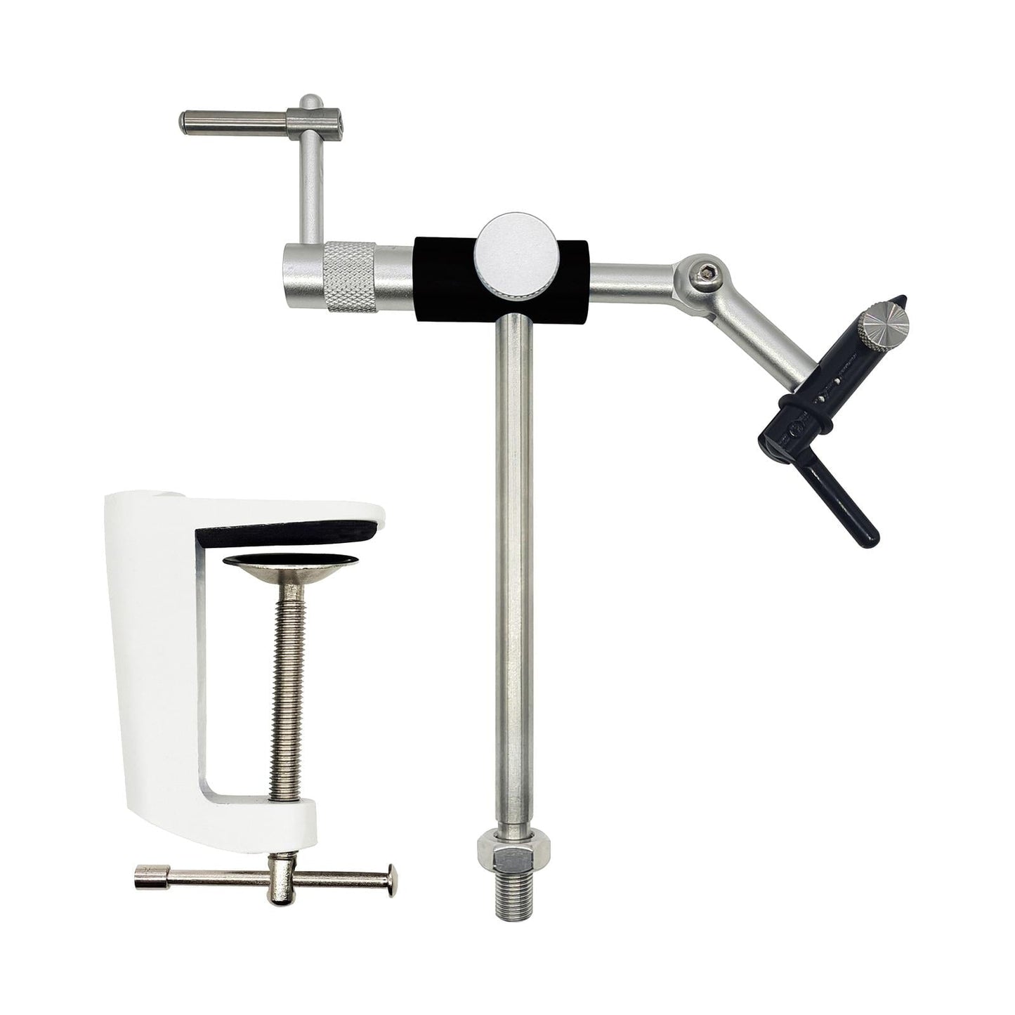 Rotary Fly Tying Vise Fly Tying Clamp Fly Tying Bobbins Tools with Bench Clip Fly Tying Tool Fly Fishing Hook Tying Tool for Bucktail Jigs Black