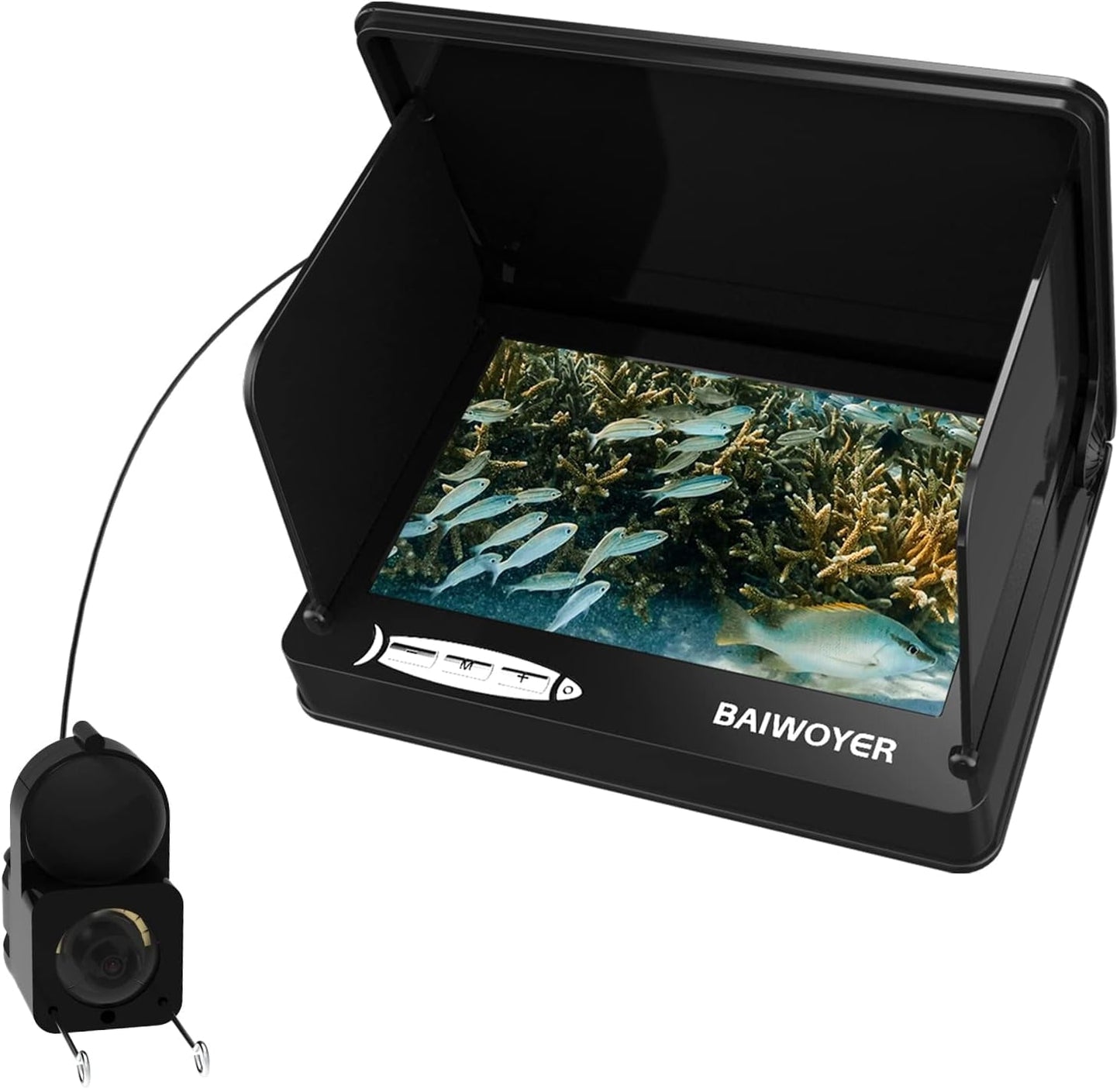 BAIWOYER Underwater Fishing Finder, Portable Fish Finder Camera with 5 inch IPS Monitor HD 1000 LM Infrared Waterproof Camera with 20m Cable fit for Ice Fishing, Sea Boat, Kayak, Lake Fishing