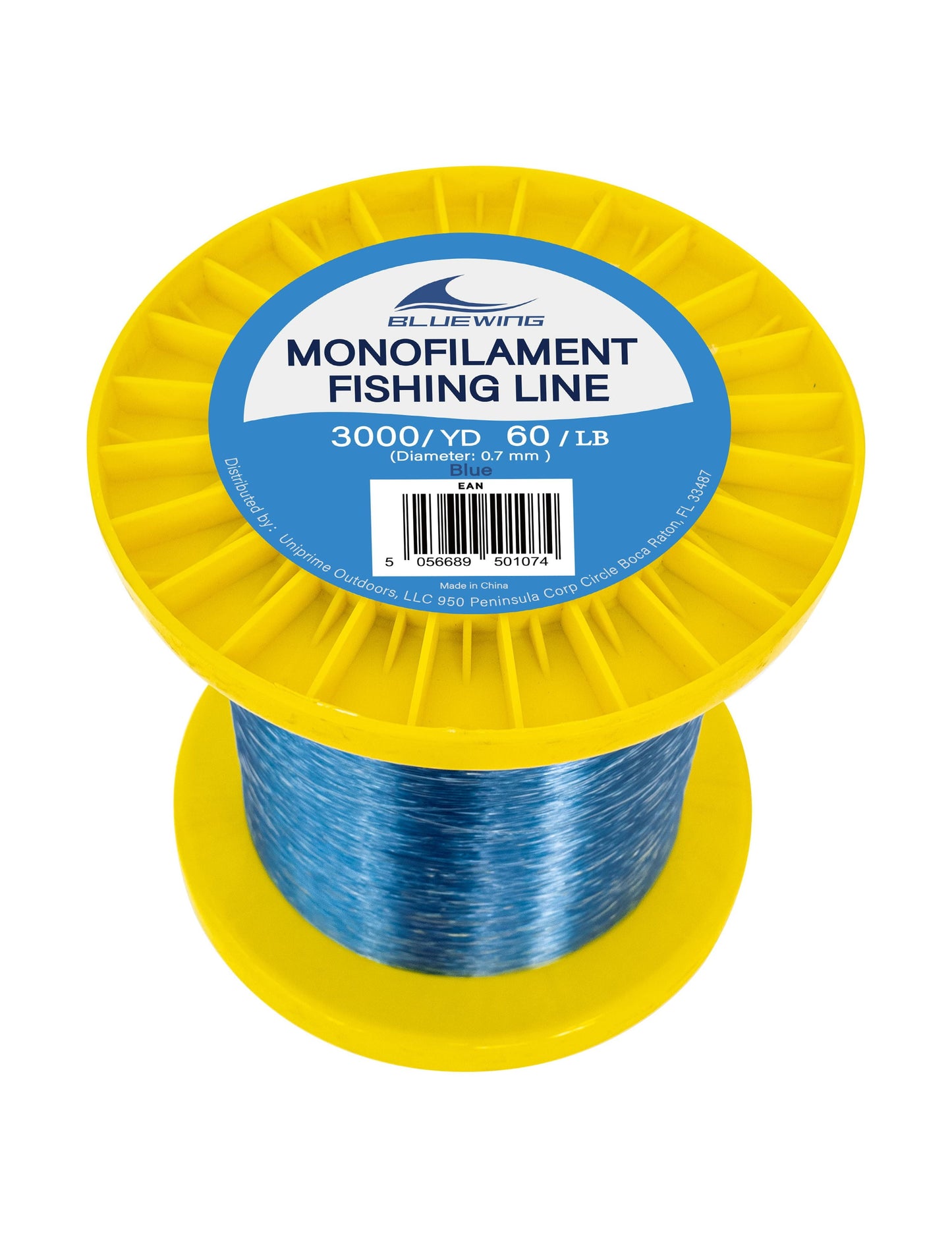 BLUEWING Monofilament Fishing Line 3000YD Invisible Thin Diameter Fishing String Mono Fishing Line, Dia.0.7mm*3000YD*60LB, Blue