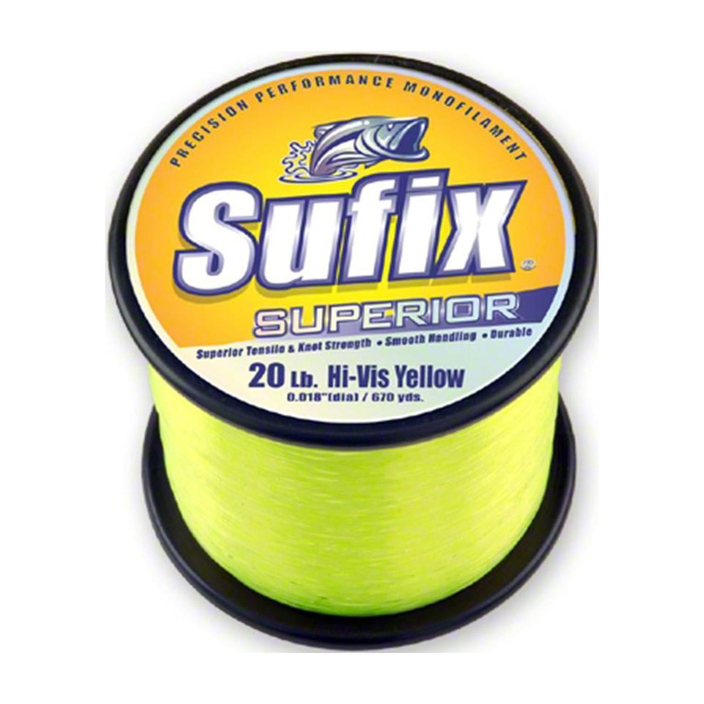 Sufix 650-125 Superior Monofilament Line 25 lb 9440 Yards Hi-Vis Yellow