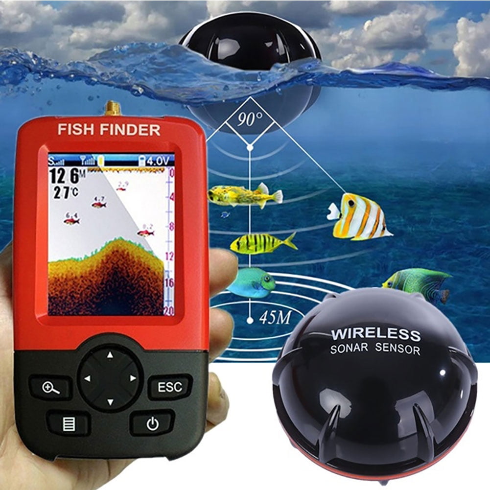Walbest Portable Lake Sea Fishing Smart Fish Finder, Depth Alarm Wireless Sonar Sensor, Fishing Device Fishfinder