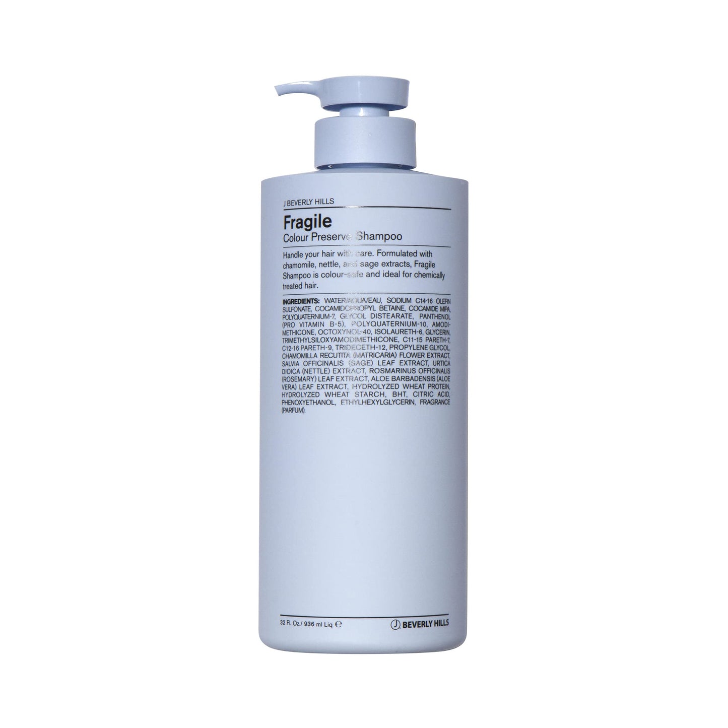 J Beverly Hills Blue Fragile Colour Preserve Shampoo with Sage Oil to Brighten Color, (3 Oz, 12 Oz, 32 Oz)