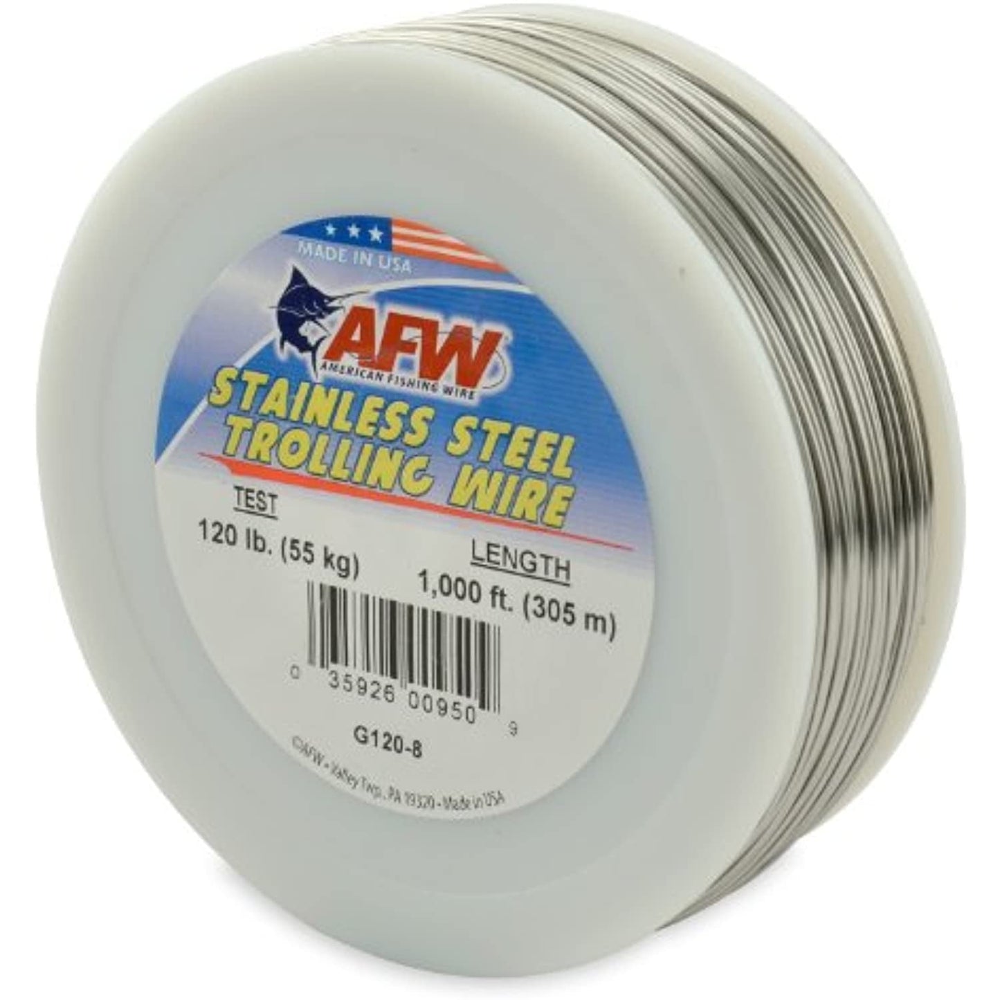 American Fishing Wire Stainless Steel Trolling Wire (Single Strand), Bright Color, 100 Pound Test, 600-Feet