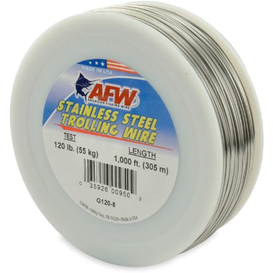 American Fishing Wire Stainless Steel Trolling Wire (Single Strand), Bright Color, 100 Pound Test, 600-Feet