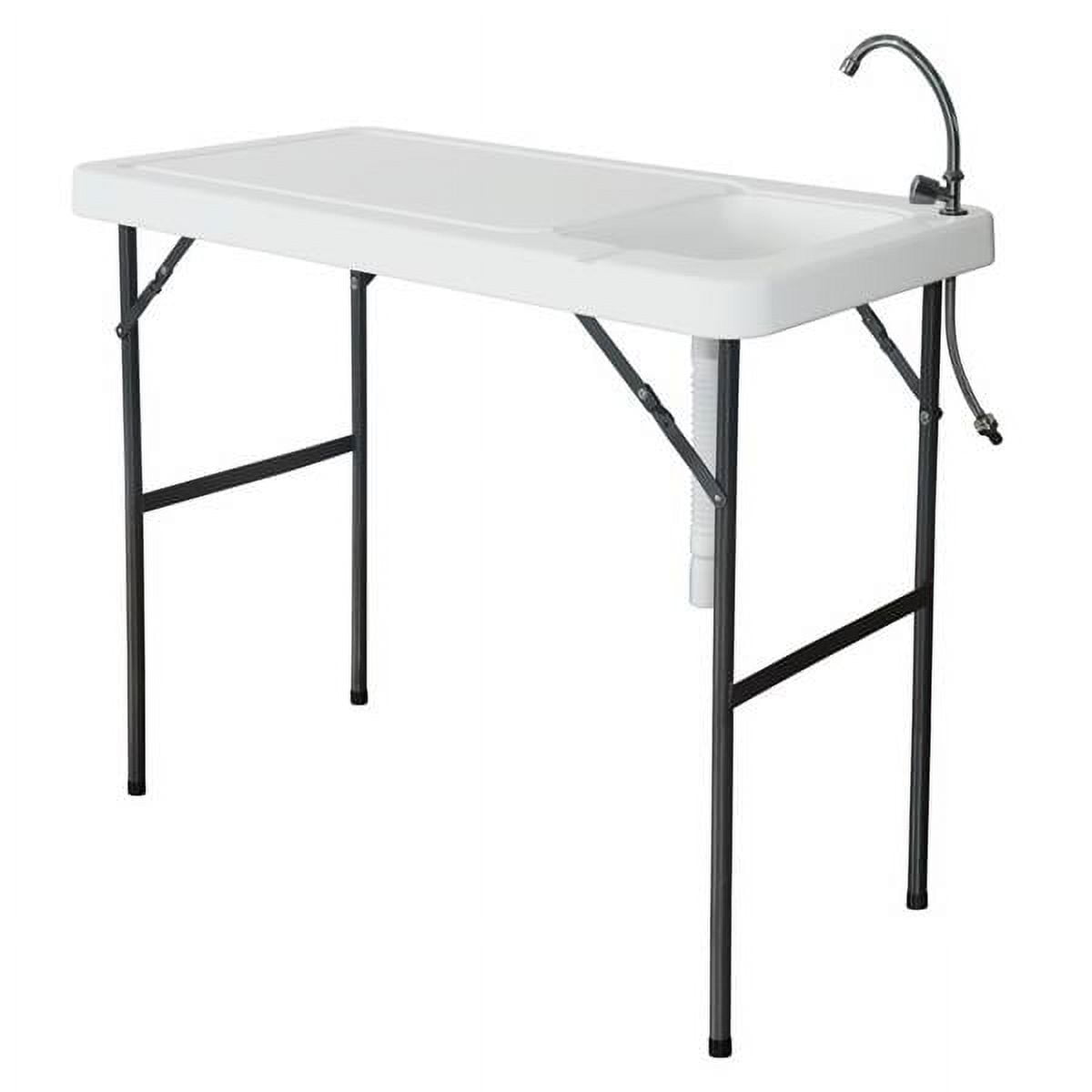 Camping Sink Table, Portable Folding Camping Table Fish Fillet Hunting Cleaning Cutting Table Picnic Table with Sink Faucet, Removable Picnic Table for Outdoors Events Beach Camping with Sink Faucet