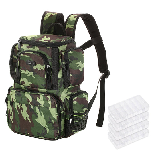Lixada Fishing Tackle Bag Backpack with 4 Tackle Boxes, Organize Your Fishing Gear Efficiently, Suitable for Anglers and Outdoor Adventures