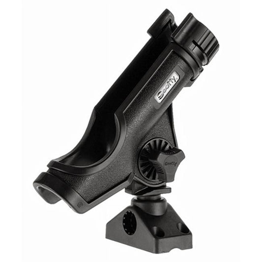 Scotty Powerlock Boat Fishing Rod Holder Deck Mount, Black, 4 Pack