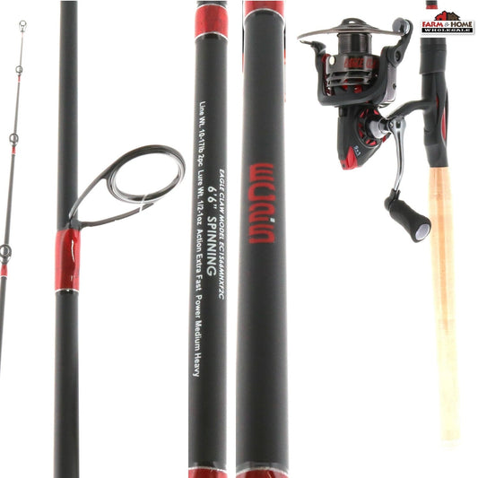 6'6' Eagle Claw Medium Heavy Spinning Rod & Reel Combo ~ New
