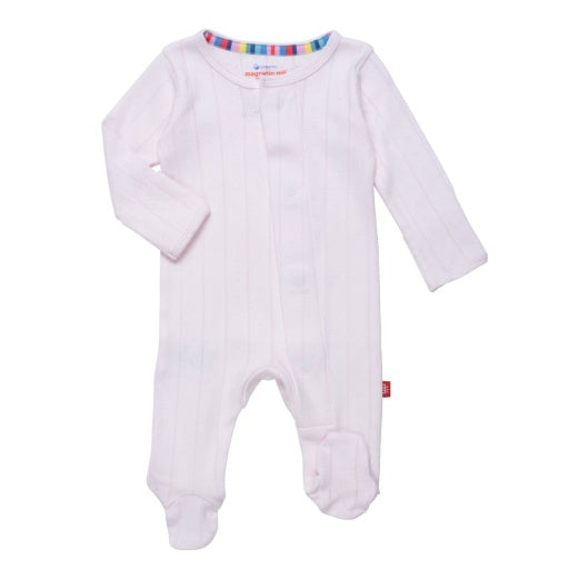 Magnetic Me Love Lines Pink Organic Cotton Magnetic Parent Favorite Footie